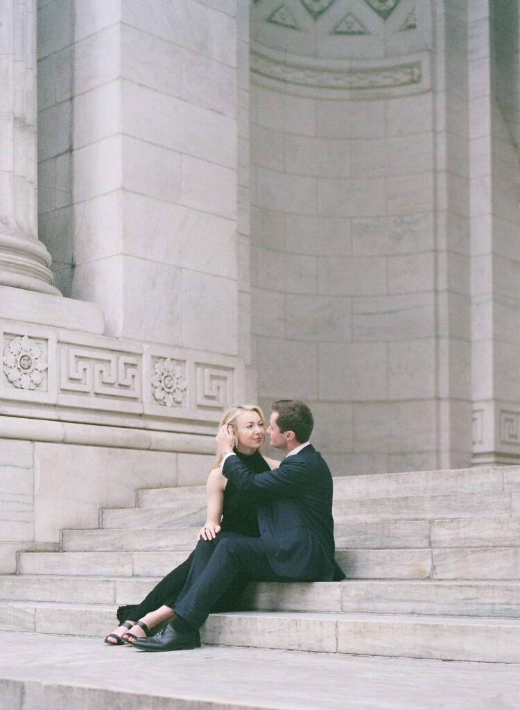 An engagement session at New York Public Library, New York.