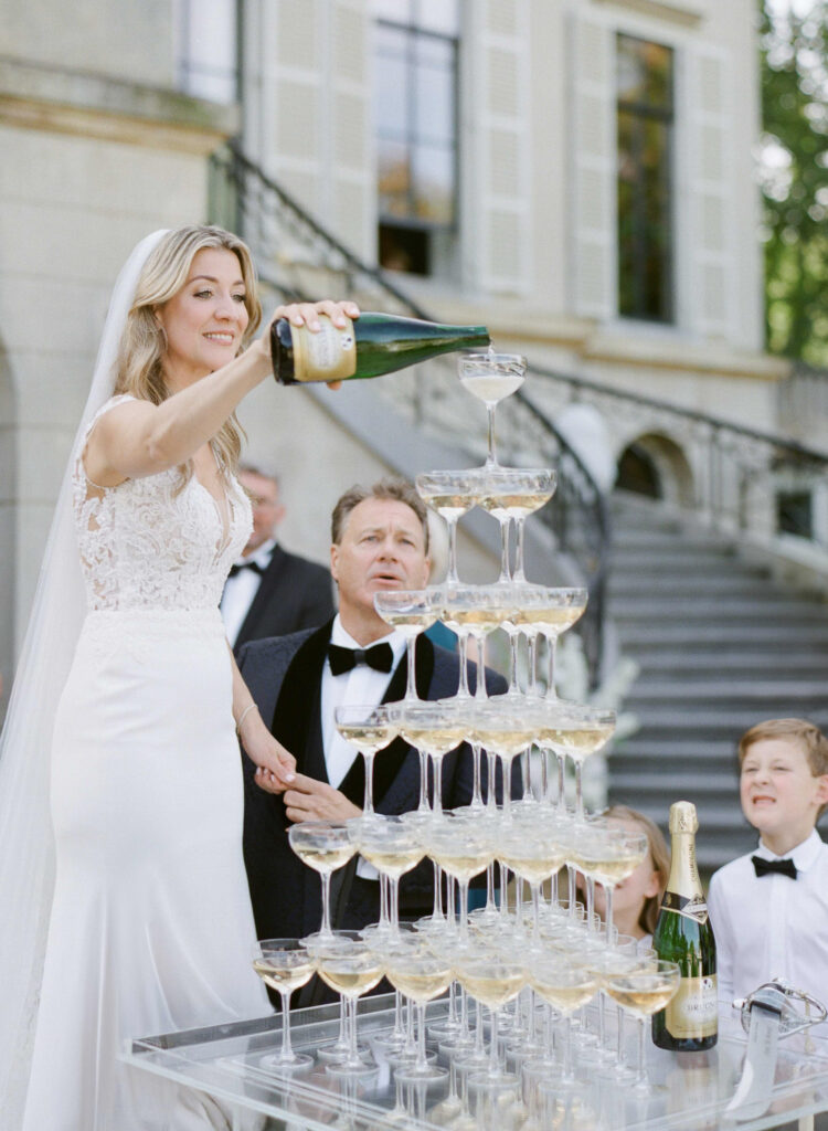 Champagne toren tijdens een bruiloft op Parc Broekhuizen